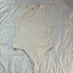 American Eagle Outfitters Cream Ribbed Bodysuit